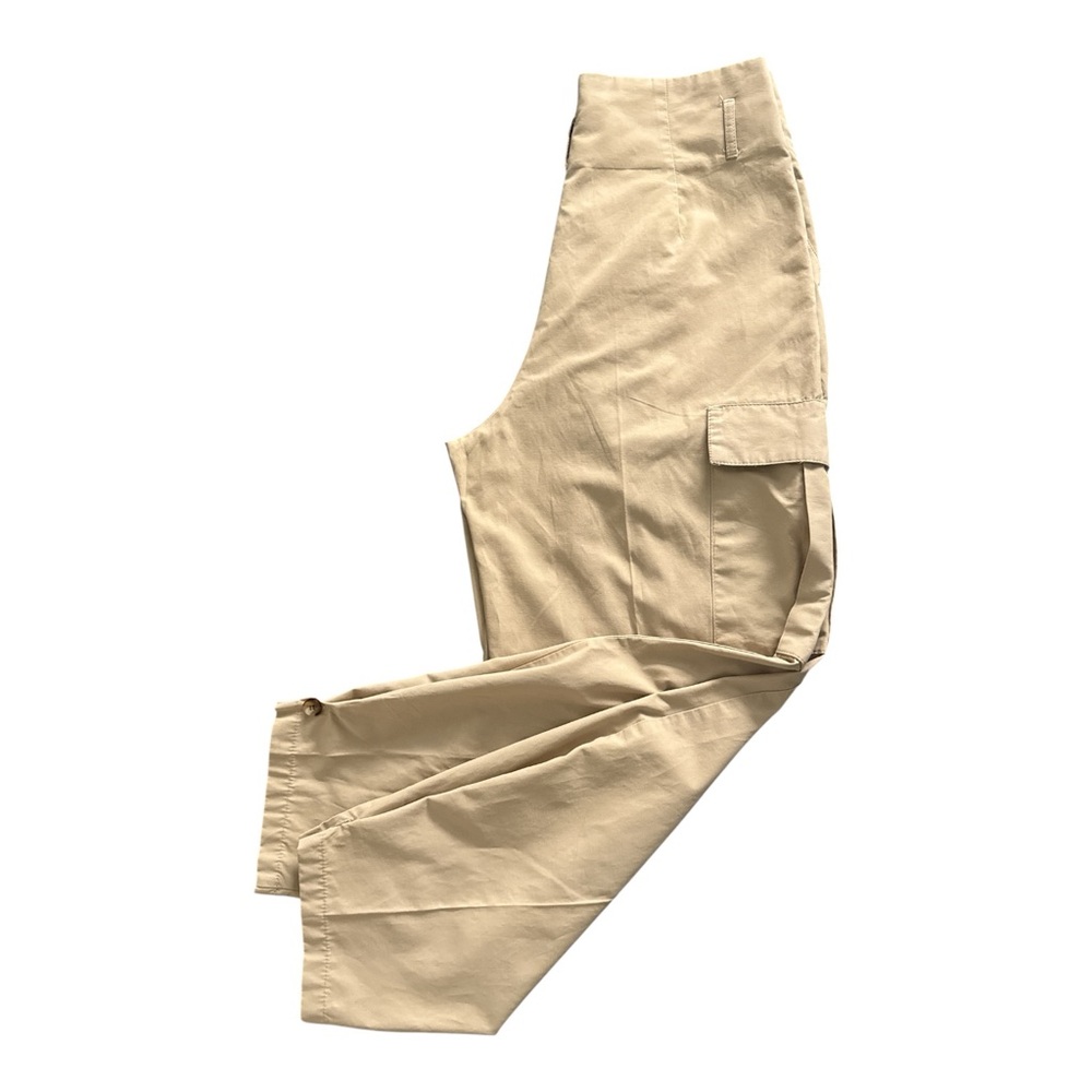 ZARA Women’s Baggy Cargo Pants Khaki High Waist Utility Pockets Streetwear Sz M - Picture 5 of 9